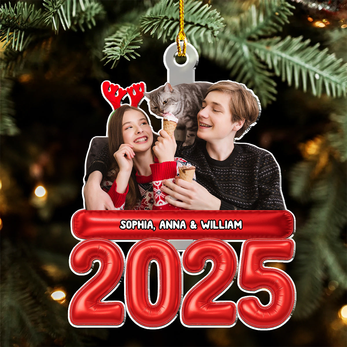 Us And Our Kid Pet Photo - Personalized Acrylic Ornament