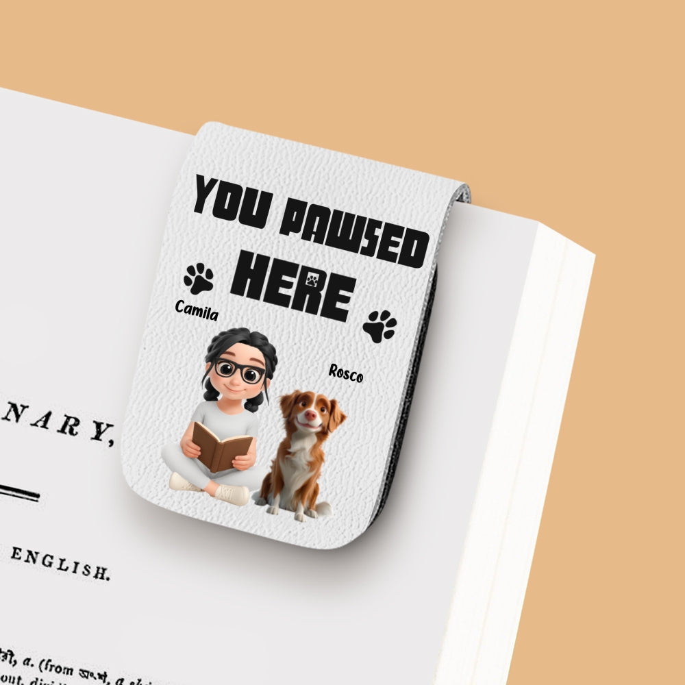 You Pawsed Here Fur Ver 2 - Personalized Leather Bookmark