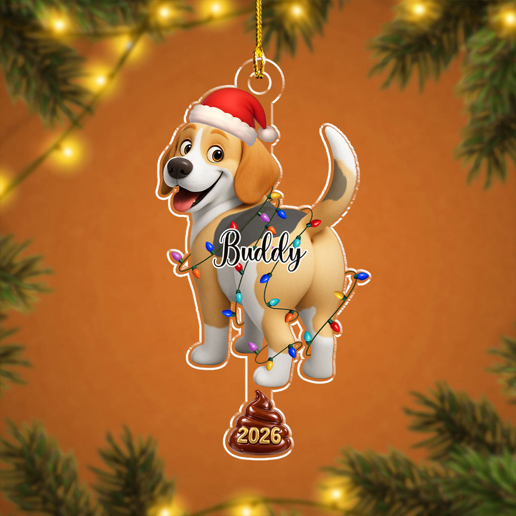Custom Christmas Decor Home Birthday Gifts For Dog Mom, Dog Lovers • Funny Pooping Pooches Dog - Personalized Acrylic Ornament