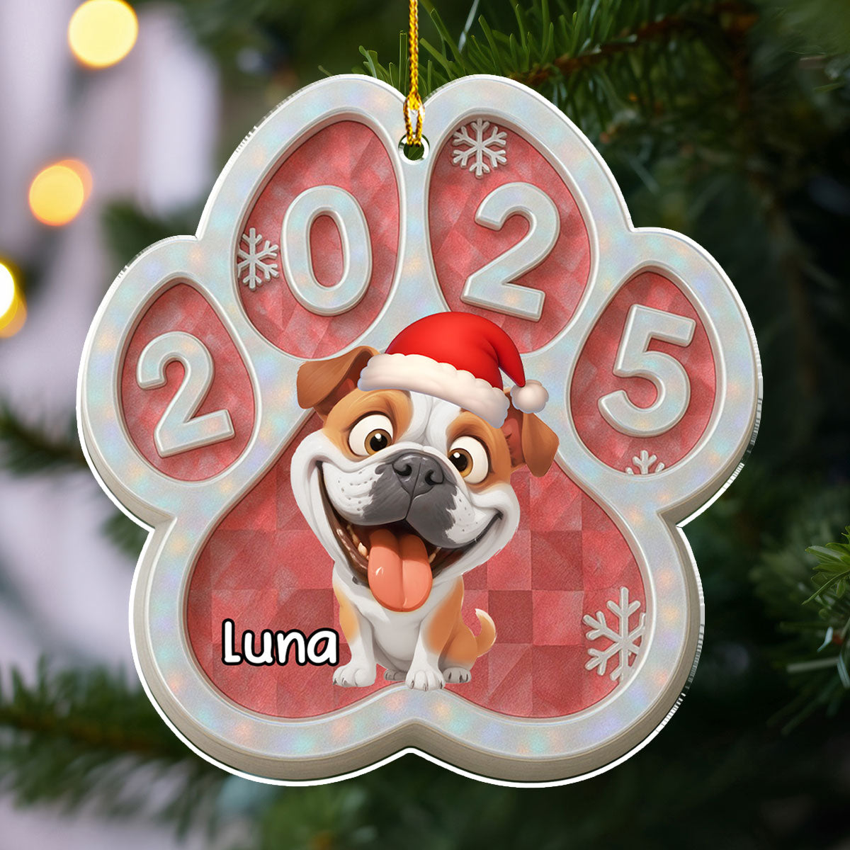 Custom Christmas Decor Home Birthday Gifts For Dog Lovers • Funny Dog With His Christmas - Personalized Acrylic Ornament