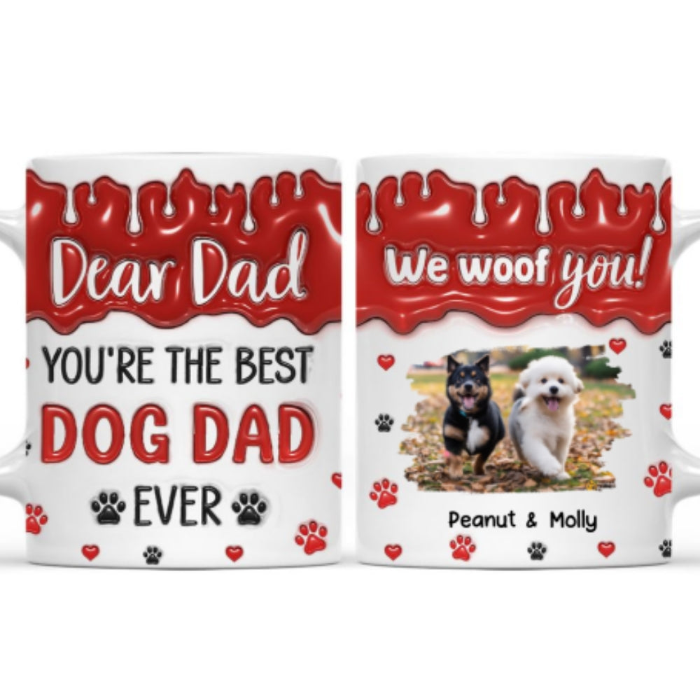 Custom Photo Christmas Birthday Gifts For Dog Lovers • You Are The Best Dog Mom Dad Ever Photo - Personalized 3D Inflated Effect Mug