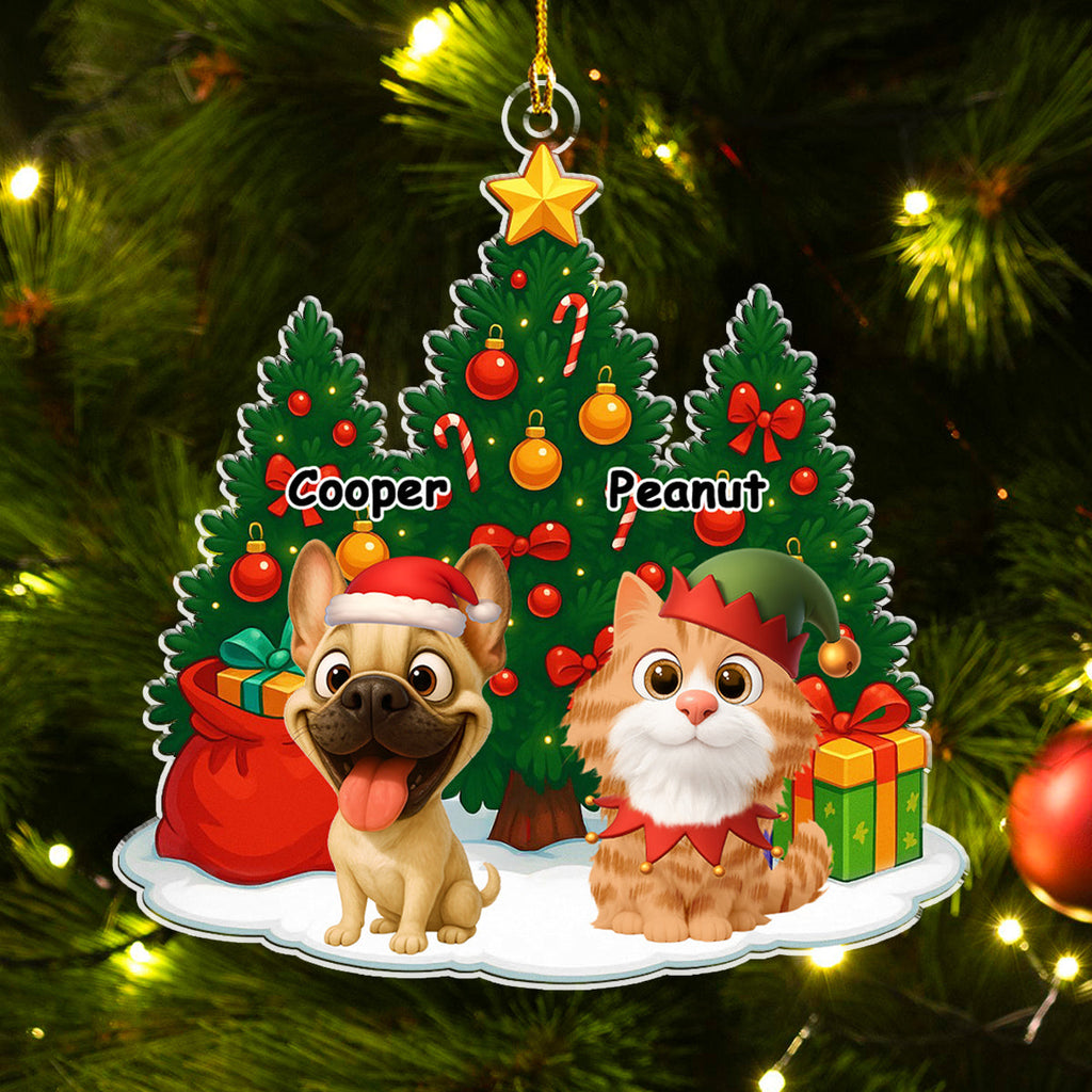 Custom Christmas Decor Home Birthday Gifts For Pet Lovers • Pet Under Christmas Tree - Personalized Acrylic Ornament