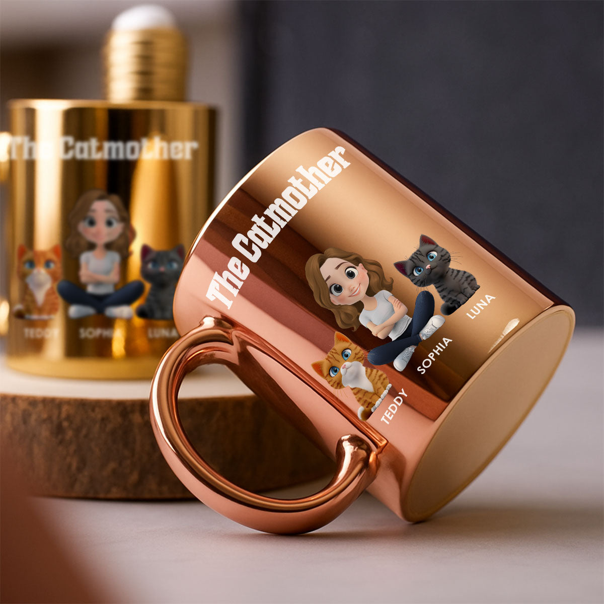 Custom Christmas Birthday Gifts For Cat Mom, Cat Lovers • Cat Mom Luxury - Personalized Metallic Mug