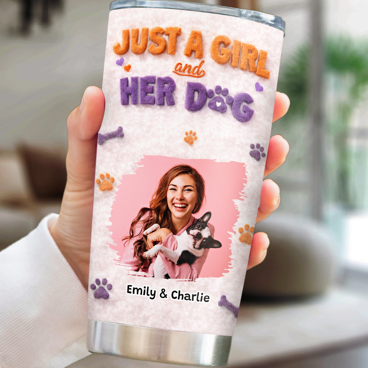 Custom Photo Christmas Birthday Gifts For Dog Mom, Dog Lovers • Me And The Dog Photo - Personalized 3D Effect Tumbler