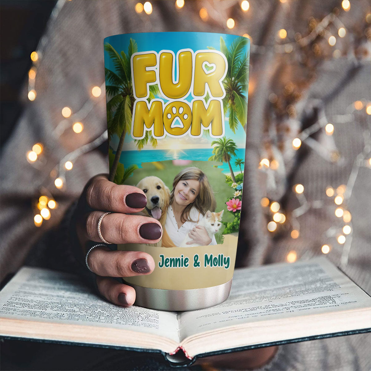 Custom Photo Christmas Birthday Gifts For Pet Mom, Pet Lovers • Fur Babies Mom Summer Photo - Personalized Tumbler
