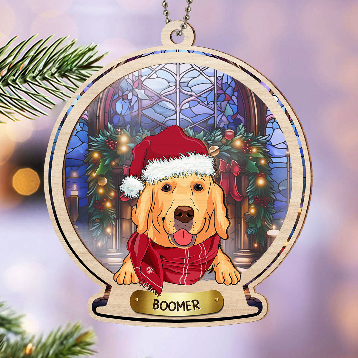 Snow Globe Dog - Personalized Suncatcher Ornament