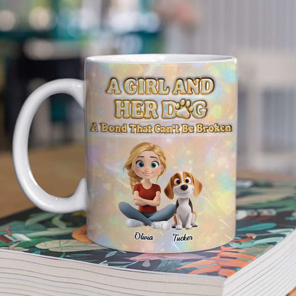 Custom Christmas Birthday Gifts For Dog Mom, Dog Lovers • A Girl And Her Dog Pearl - Personalized 3D Inflated Effect Mug