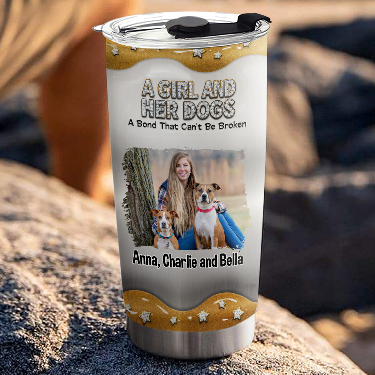 Custom Photo Christmas Birthday Gifts For Dog Mom, Dog Lovers • Girl And Dog Together Photo - Personalized 3D Inflated Effect Tumbler