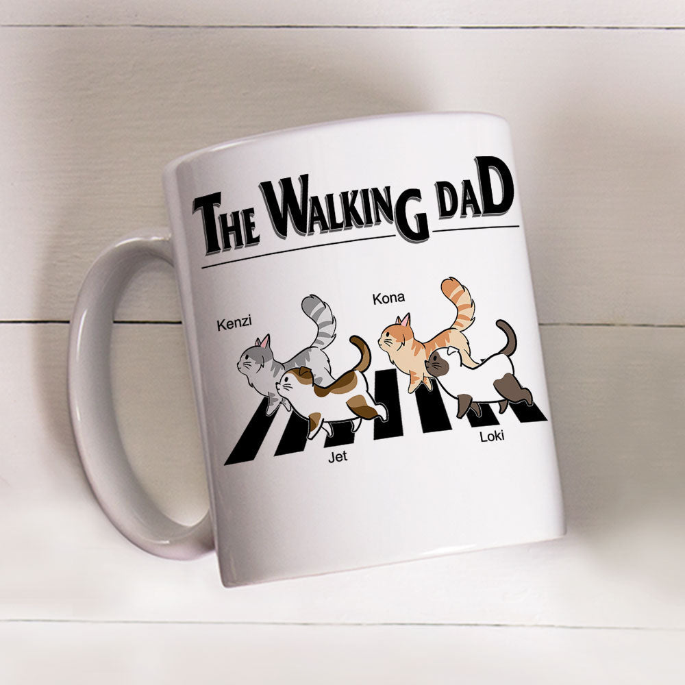 Custom Photo Mother's day Birthday Gifts For Cat Mom, Cat Lovers • The Walking Cat - Personalized Coffee Mug