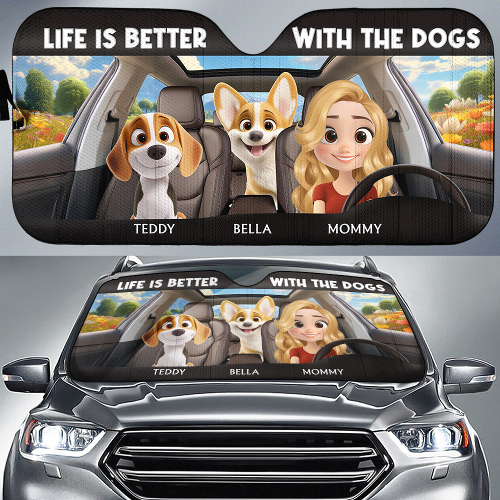 Custom Christmas Birthday Gifts Car Accessories for Dog Parents • Life Is Better - Personalized Car Sunshade