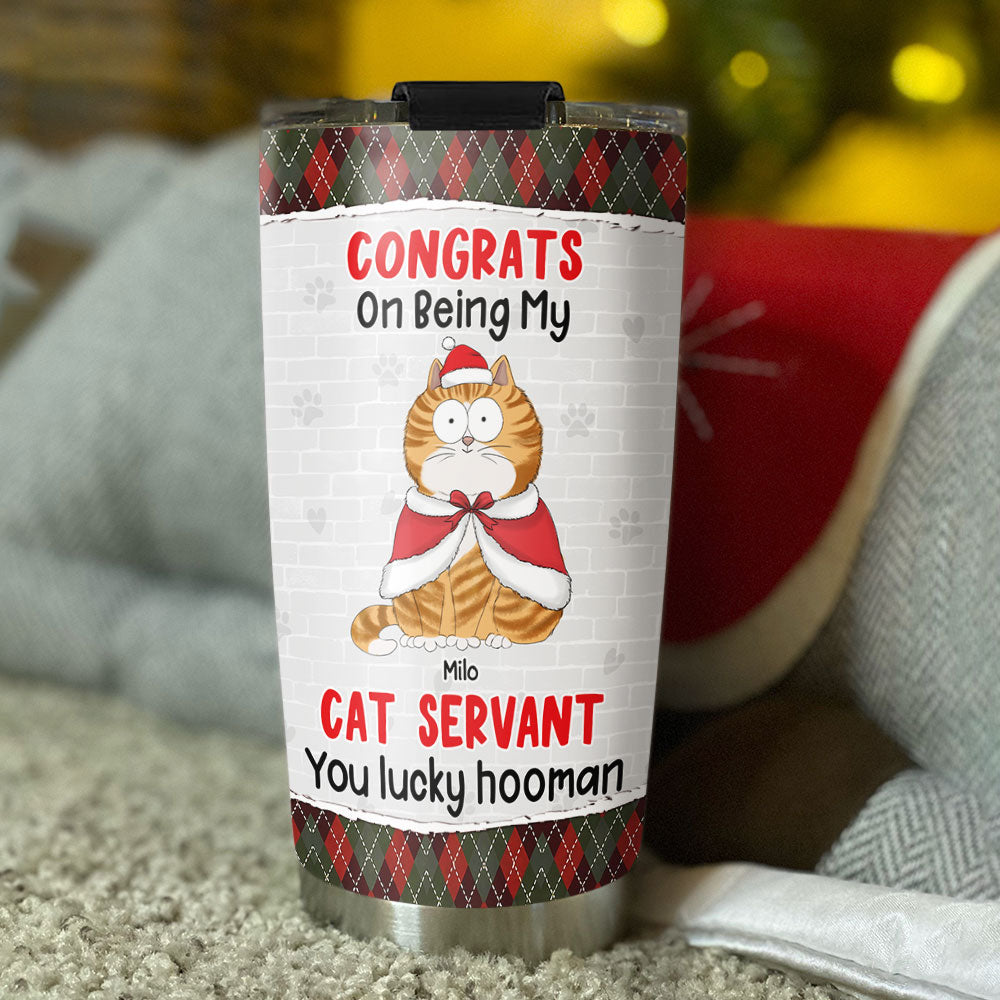 Custom Christmas Birthday Gifts For Pet Lovers • Congrats Lucky Hooman - Personalized Tumbler