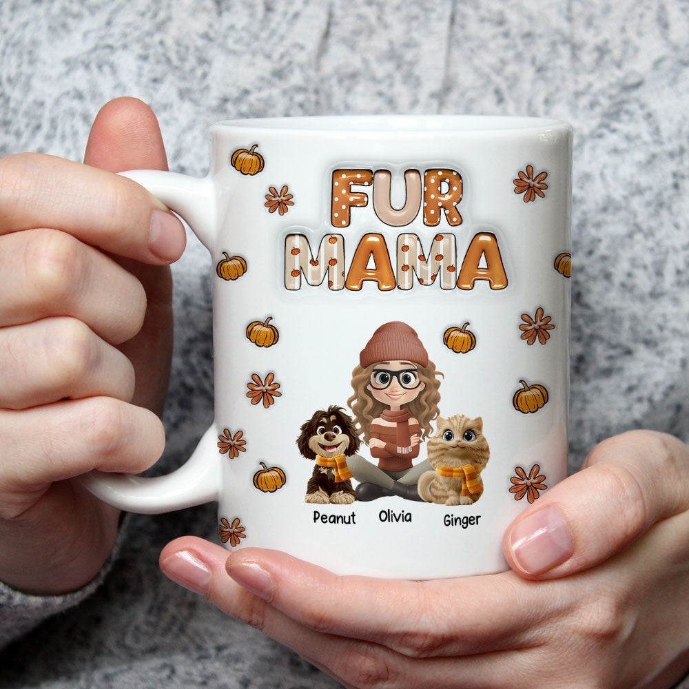 Custom Christmas Birthday Gifts For Pet Mom, Pet Lovers • Spicy Cinnamon Fur Ver - Personalized 3D Inflated Effect Mug