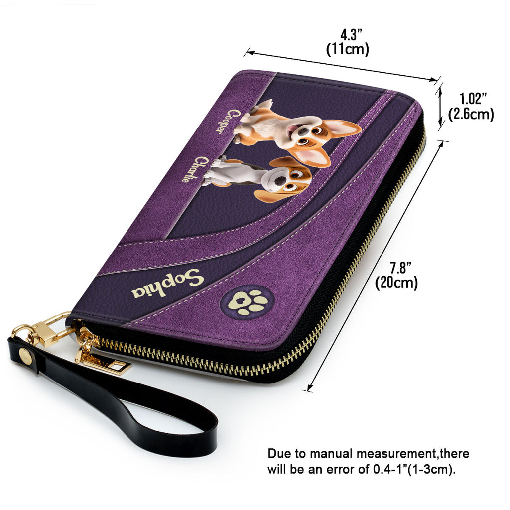Lovely Baby Dogs Cartoon - Personalized Leather Wallet