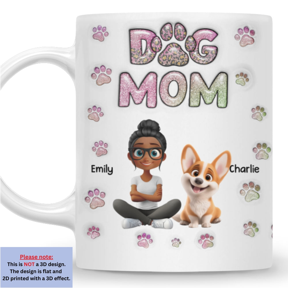 Custom Mother's day Birthday Gifts For Dog Mom, Dog Lovers • Dog Mom Lovely Chibi - Personalized 3D Inflated Effect Mug