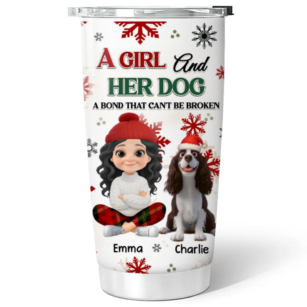 Custom Christmas Birthday Gifts For Dog Mom, Dog Lovers • A Girl And Her Dog Love Christmas - Personalized Tumbler