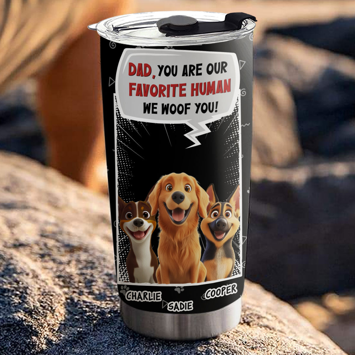 Custom Father's day Birthday Gifts For Dog Dad, Dog Lovers • My Favorite Human - Personalized Tumbler