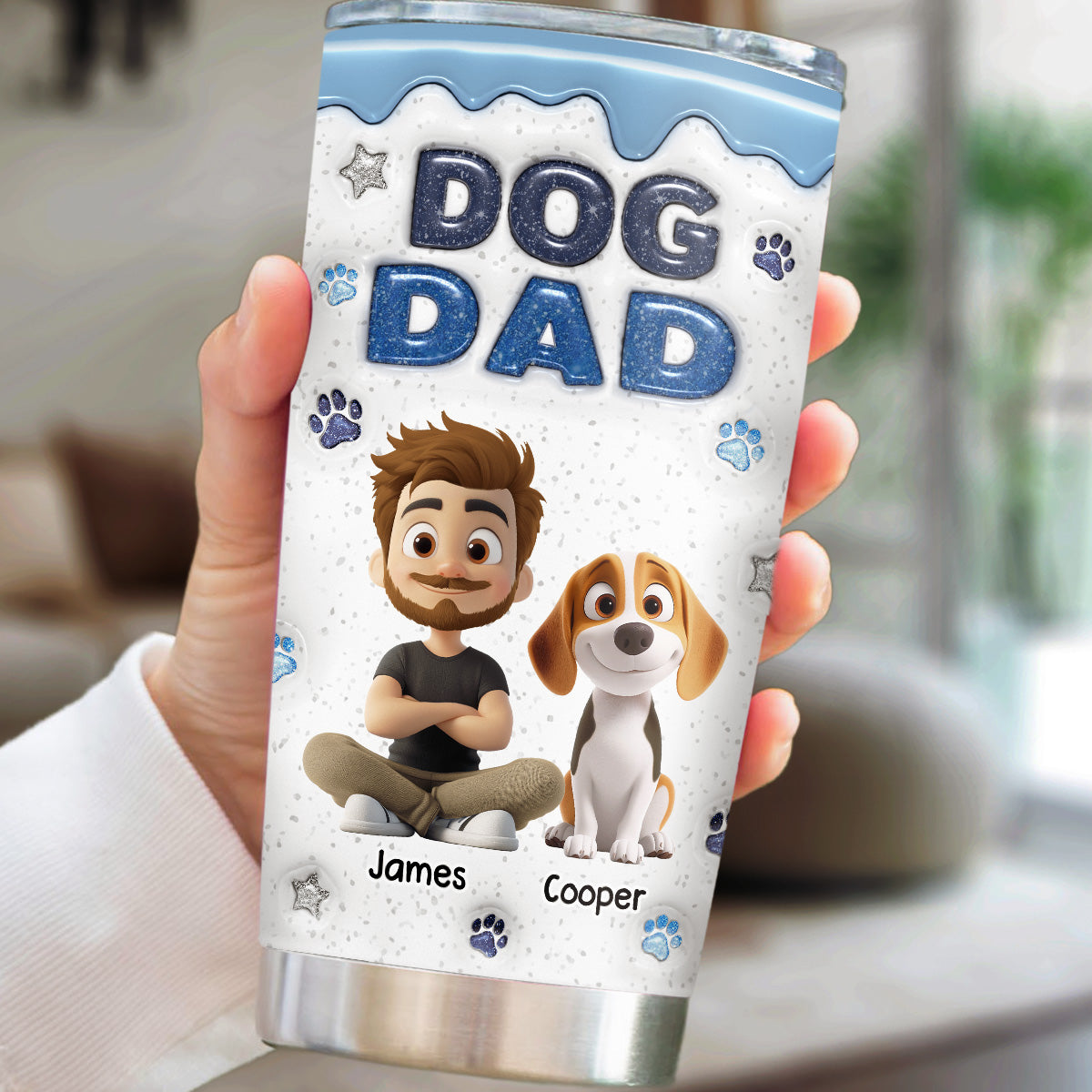 Custom Christmas Birthday Gifts For Dog Lovers • Dog Mom Dad Star - Personalized 3D Inflated Effect Tumbler