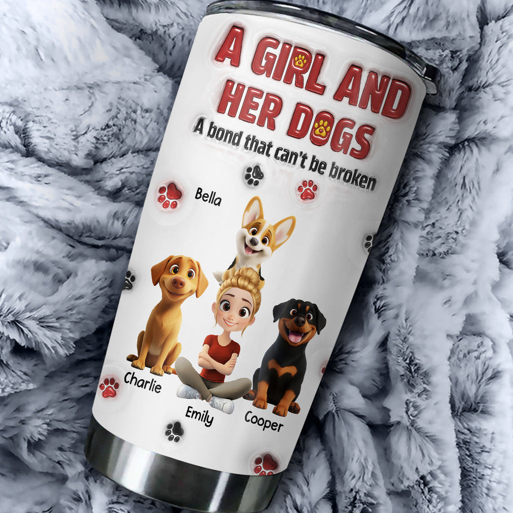 Custom Christmas Birthday Gifts For Dog Mom, Dog Lovers • A Girl And Her Dog Version 2 - Personalized 3D Inflated Effect Tumbler