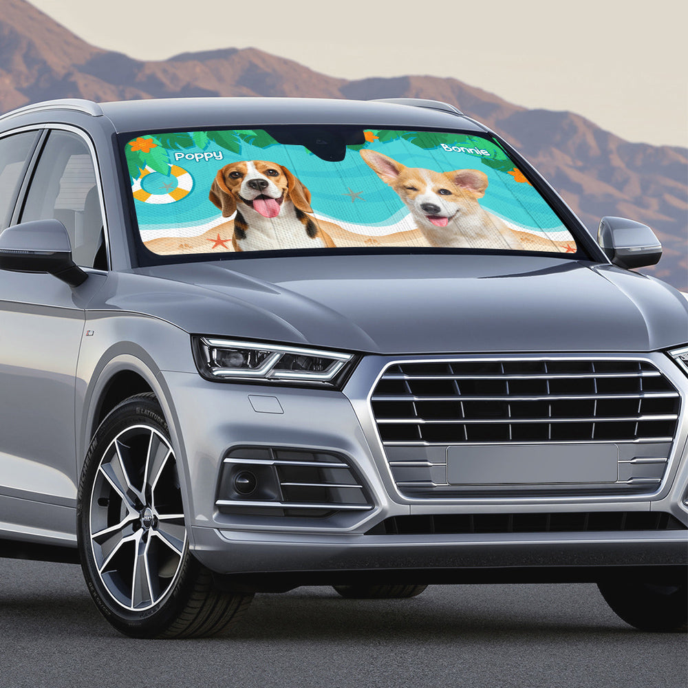 Custom Christmas Birthday Gifts Car Accessories for Dog Parents • Dog Hello Summer Photo - Personalized Car Sunshade