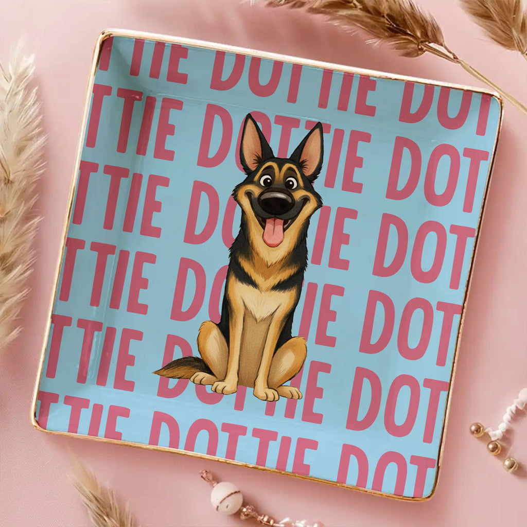 Custom Dog Watercolor Trinket Dish Gift For Dog Mom, Dog Lovers • Dog Lover Stylized - Personalized Jewelry Dish