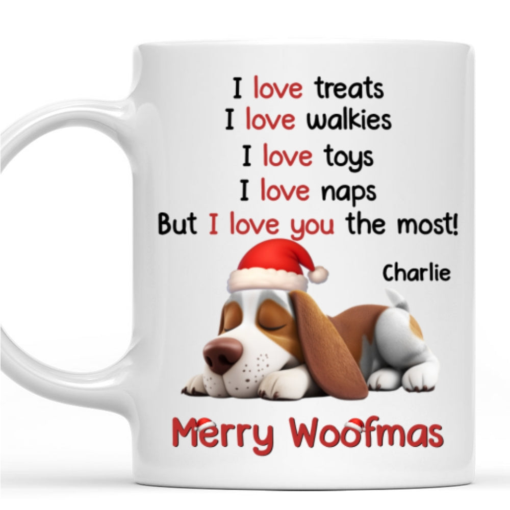 Custom Christmas Birthday Gifts For Dog Lovers • Love You The Most - Personalized Coffee Mug