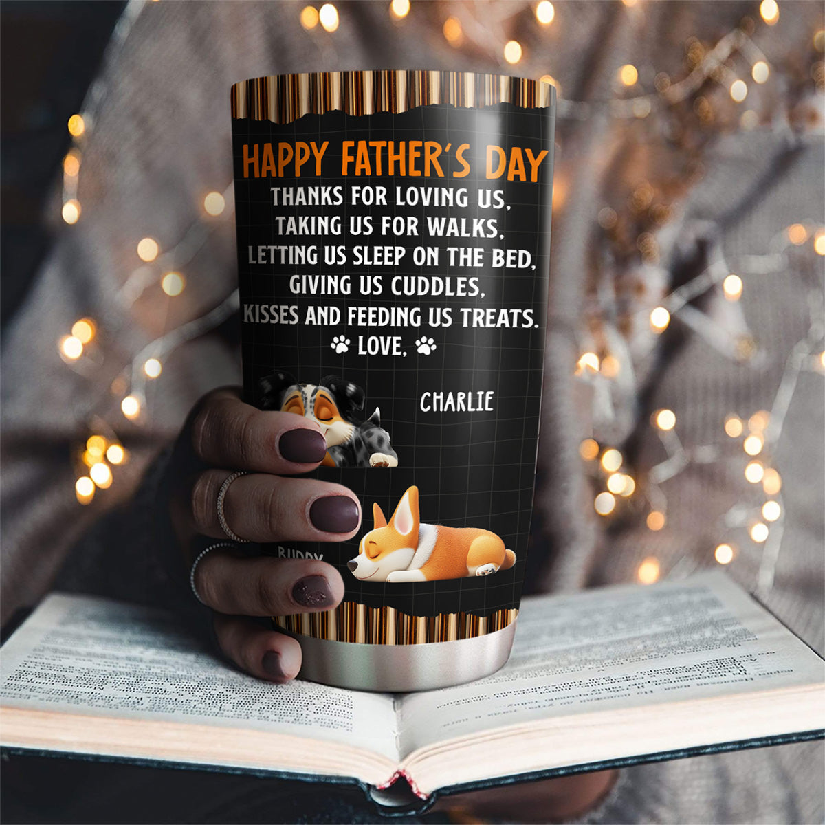 Custom Father's day Birthday Gifts For Dog Dad, Dog Lovers • Thanks For Loving Me Dad 2 - Personalized Tumbler