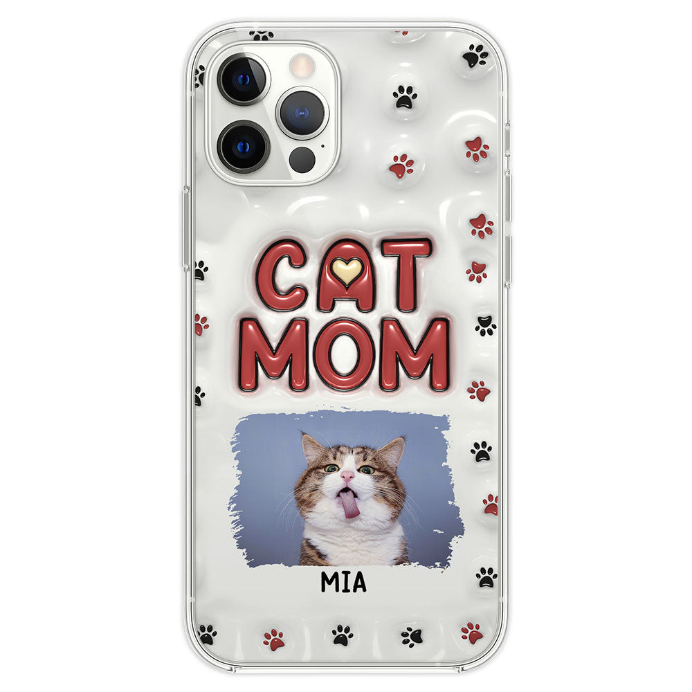 Lovely Cat Mom Photo - Personalized 3D Inflated Effect Phone Case