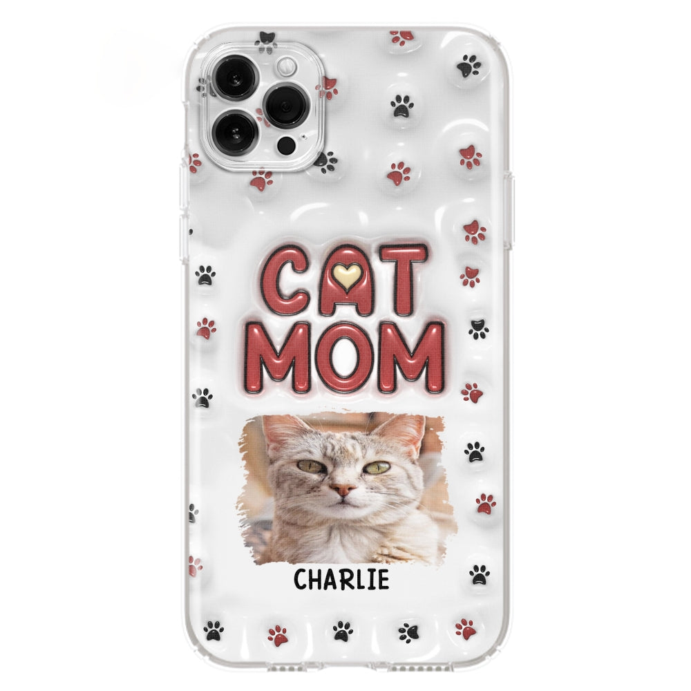 Lovely Cat Mom Photo - Personalized 3D Inflated Effect Phone Case