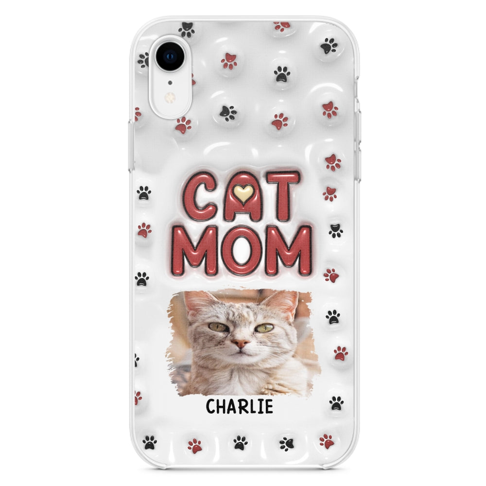Lovely Cat Mom Photo - Personalized 3D Inflated Effect Phone Case