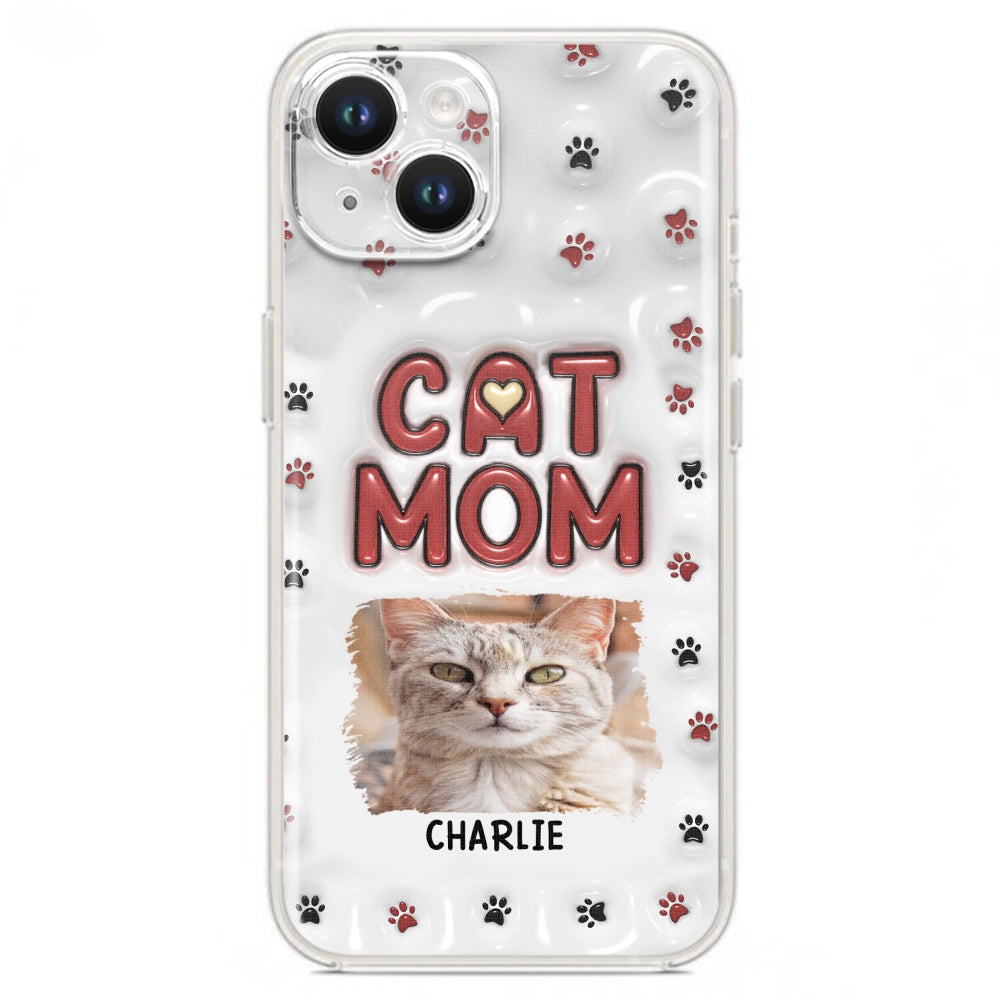 Lovely Cat Mom Photo - Personalized 3D Inflated Effect Phone Case