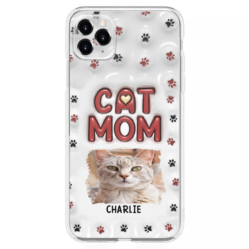 Lovely Cat Mom Photo - Personalized 3D Inflated Effect Phone Case