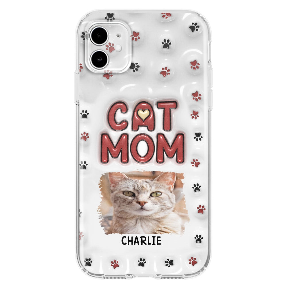 Lovely Cat Mom Photo - Personalized 3D Inflated Effect Phone Case