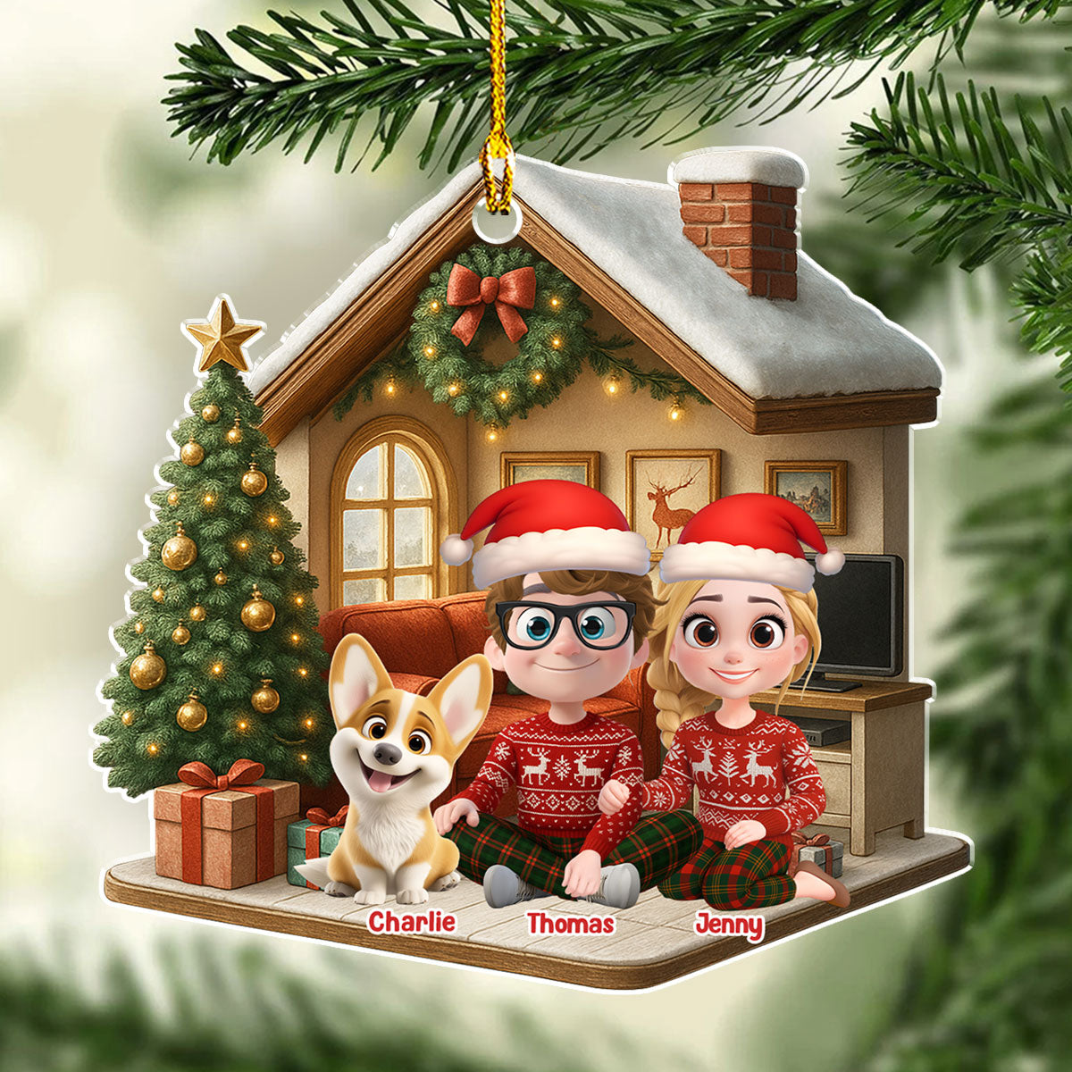 Custom Christmas Decor Home Birthday Gifts For Dog Lovers • Under One Roof - Personalized 3D Effect Acrylic Ornament