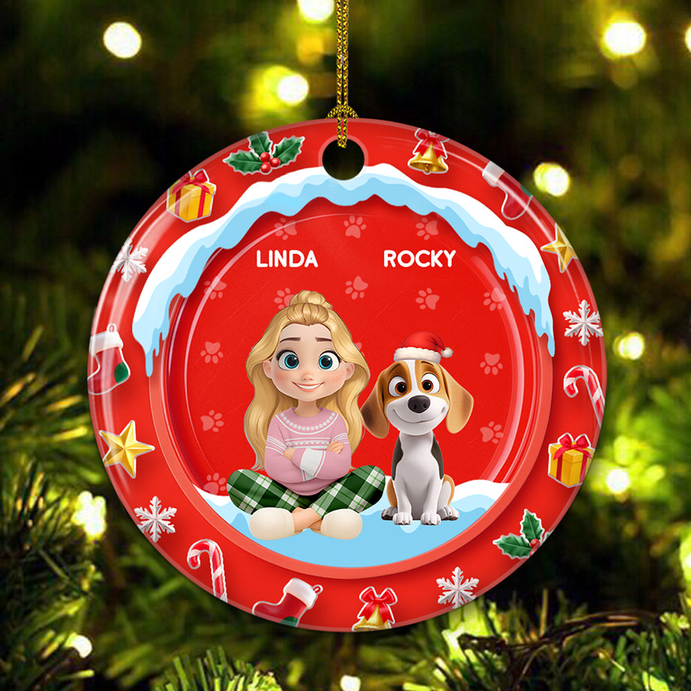Custom Christmas Decor Home Birthday Gifts For Dog Mom, Dog Lovers • Under The Mistletoe - Personalized 3D Effect Ceramic Ornament