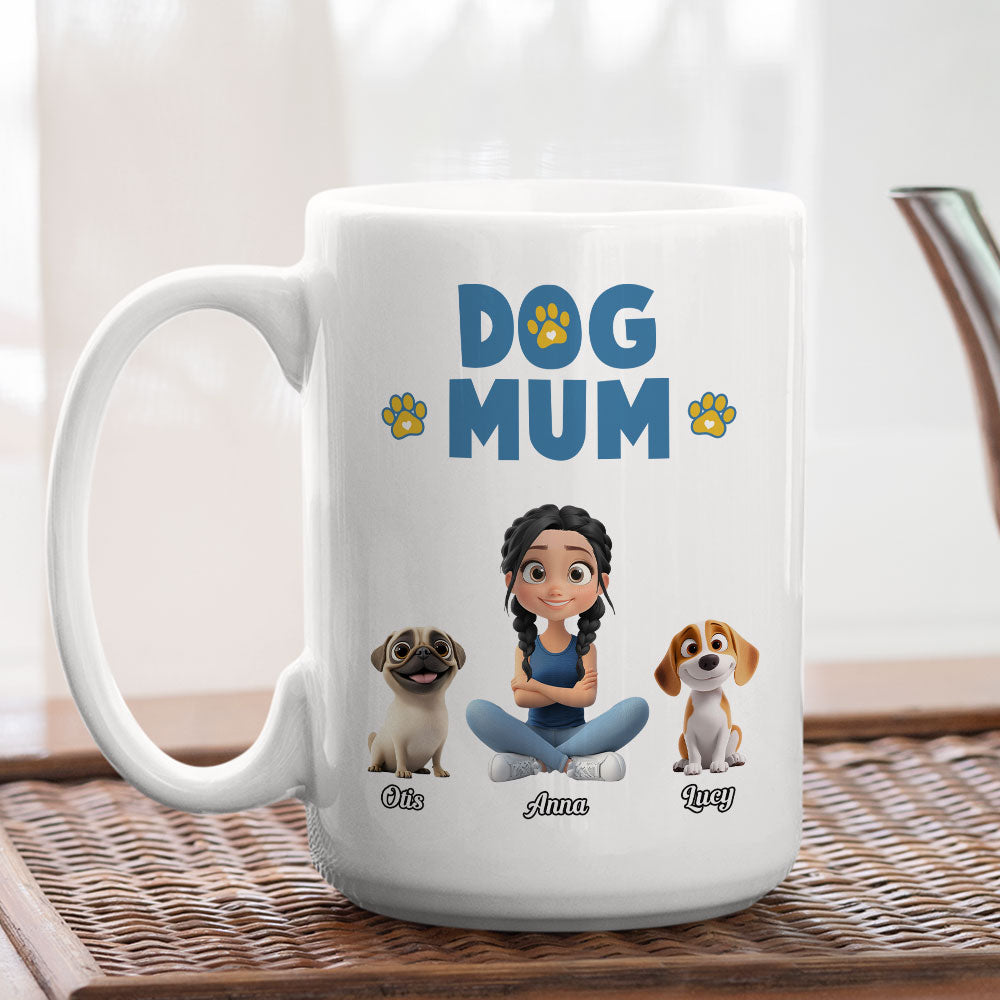 Custom Christmas Birthday Gifts For Dog Lovers • Girl And Dog Cartoon Style - Personalized Coffee Mug