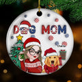 Custom Christmas Decor Home Birthday Gifts For Dog Mom, Dog Lovers • American Dog Mom Christmas - Personalized 3D Inflated Effect Ceramic Ornament
