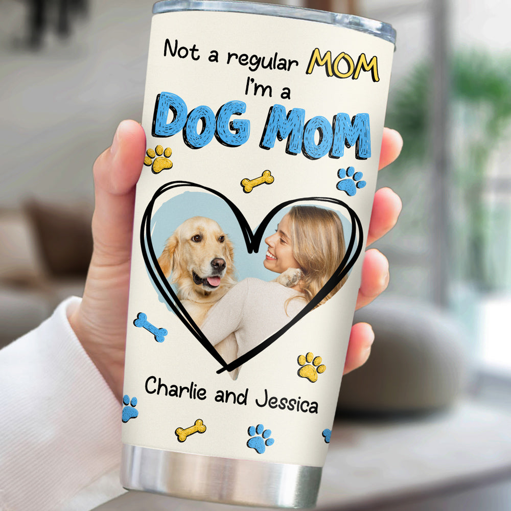 Custom Photo Christmas Birthday Gifts For Dog Lovers • Not A Regular Mom Photo - Personalized 3D Inflated Effect Tumbler