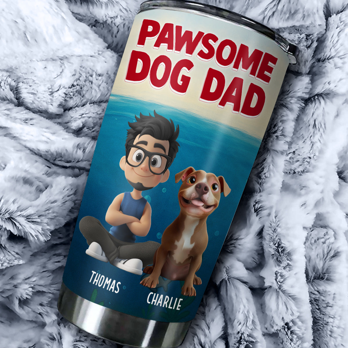 Custom Christmas Birthday Gifts For Dog Dad, Dog Lovers • Pawsome Dog Dad - Personalized Tumbler