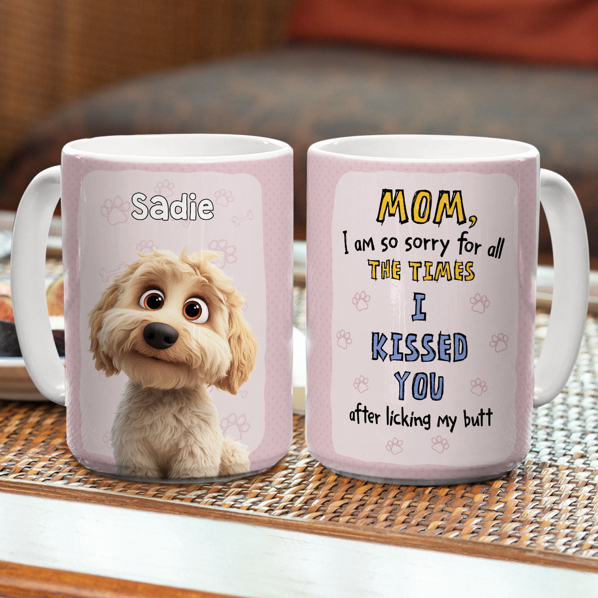 Custom Mother's Father's day Birthday Gifts For Dog Lovers • Licking The Butt - Personalized Coffee Mug