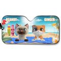 Custom Christmas Birthday Gifts Car Accessories for Cat Parents • Cat And Beach - Personalized Car Sunshade