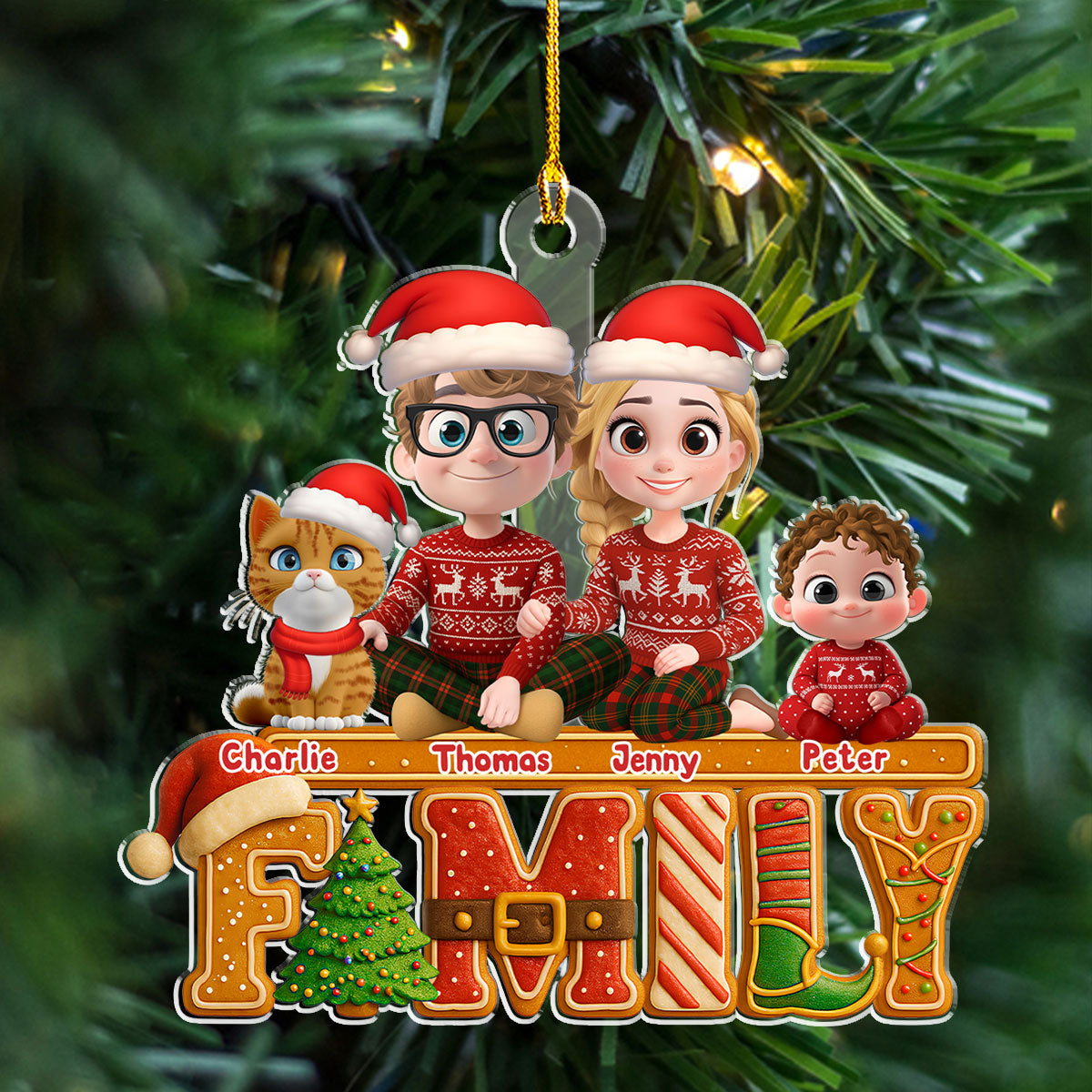 Custom Christmas Decor Home Birthday Gifts For Cat Lovers • Our Christmas Story - Personalized Acrylic Ornament