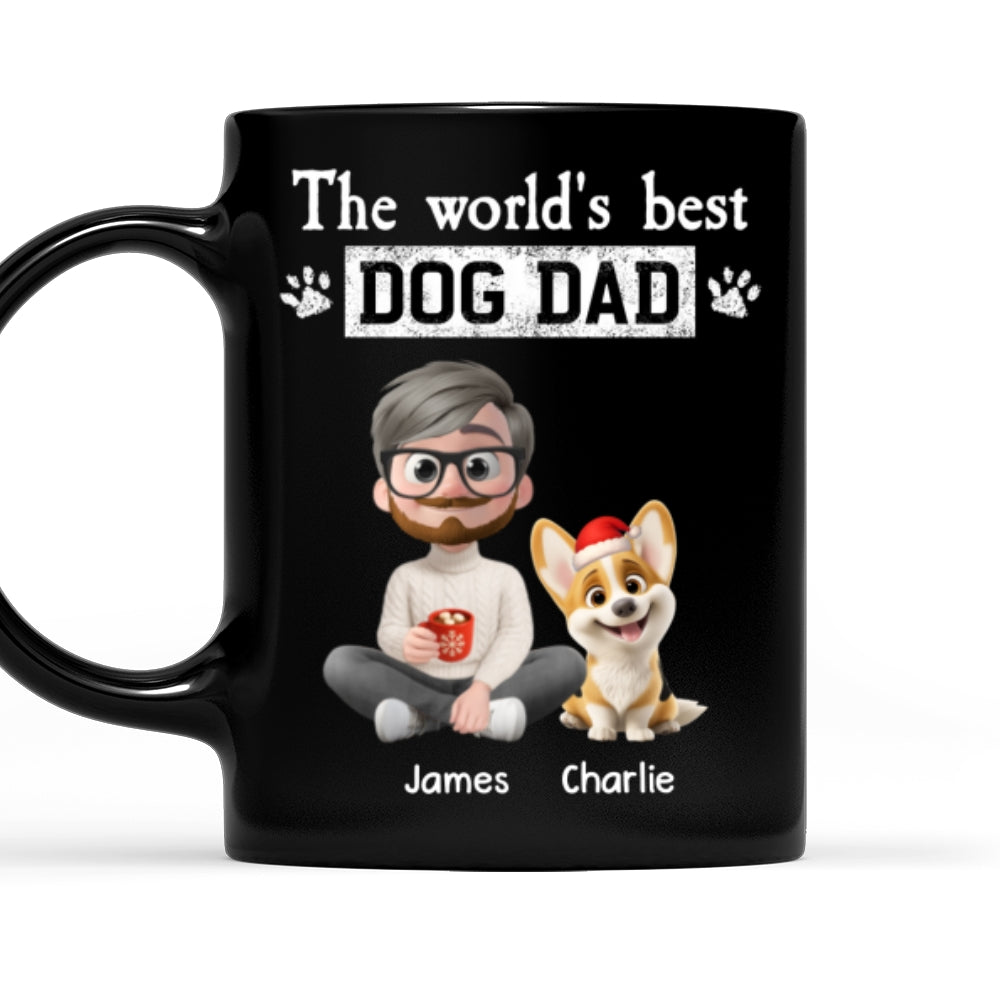 Custom Christmas Birthday Gifts For Dog Dad, Dog Lovers • Best Dog Dad Cartoon In The World - Personalized Coffee Mug