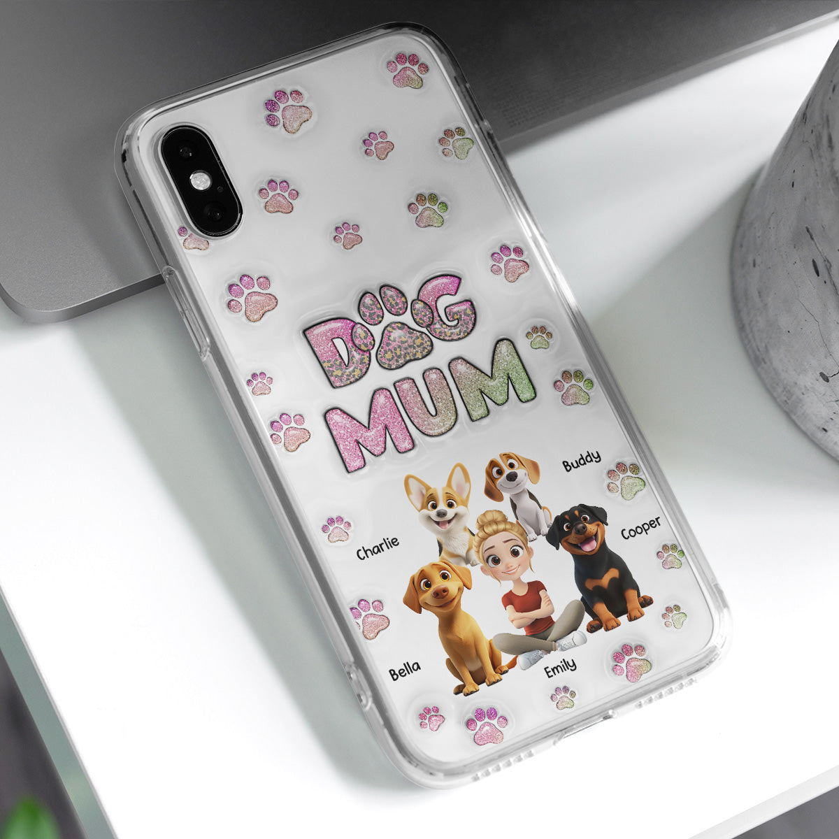 Dog Mom Lovely Chibi - Personalized 3D Inflated Effect Phone Case