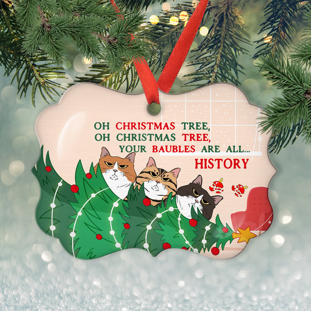 Custom Christmas Decor Home Birthday Gifts For Cat Lovers • Oh Christmas Tree - Personalized Aluminum Ornament