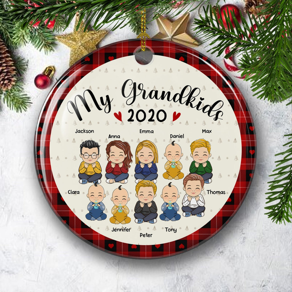 My Lovely Grandkids - Personalized Circle Ceramic Christmas Ornament