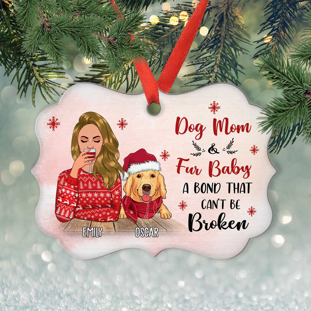 Custom Christmas Decor Home Birthday Gifts For Dog Mom, Dog Lovers • Fur Baby - Personalized Aluminum Ornament