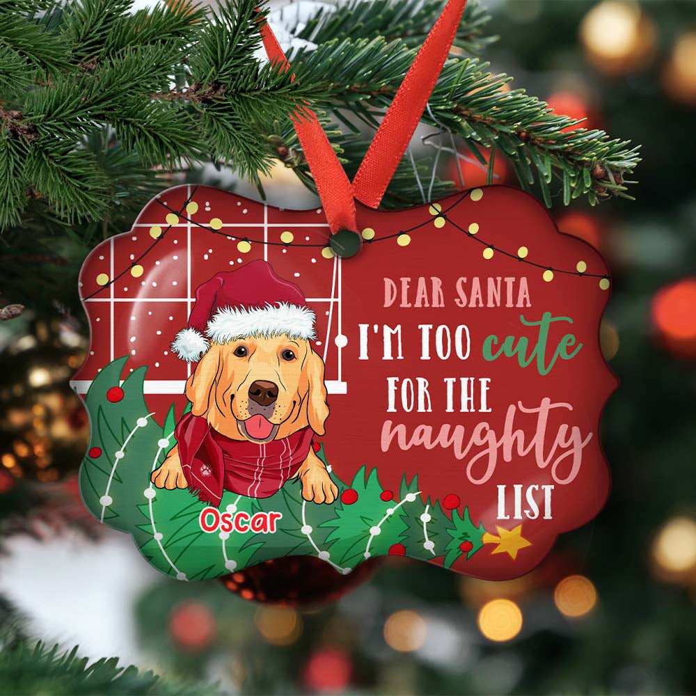 Too Cute For The Naughty List - Personalized Aluminum Ornament