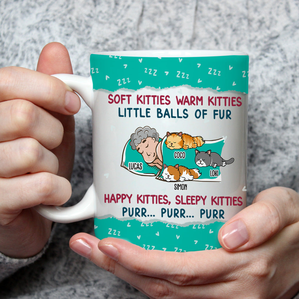 Custom Mother's day Birthday Gifts For Cat Mom, Cat Lovers • Soft Kitty Warm Kitty - Personalized Coffee Mug