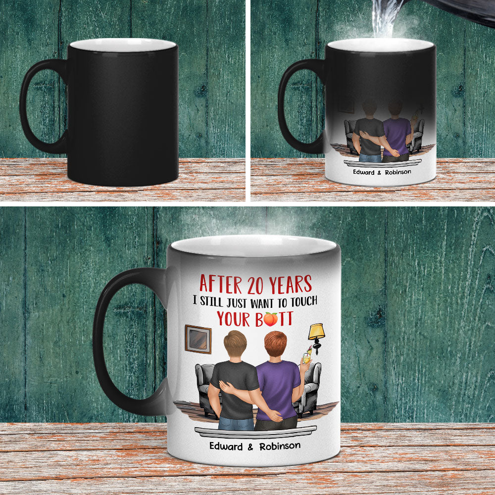Custom Photo Christmas Birthday Gifts For Dog Lovers • Touch Your Butt - Personalized Color Changing Mug