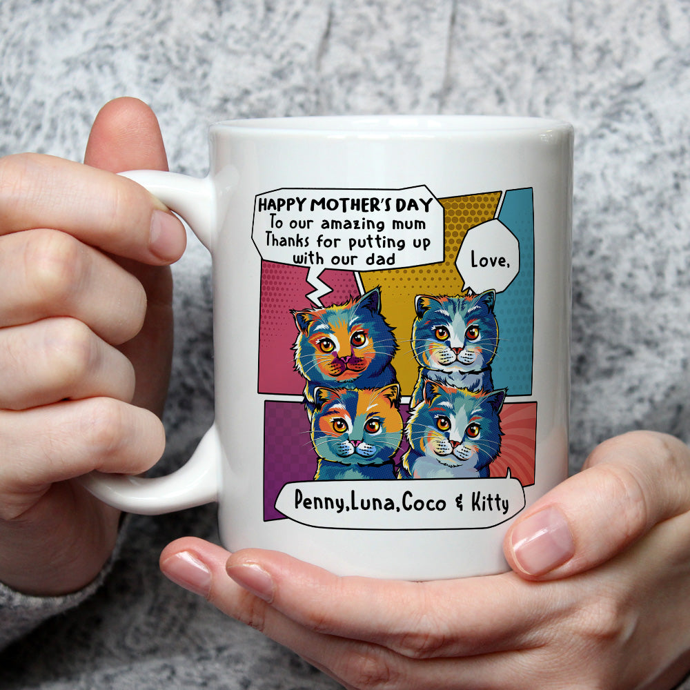 Custom Photo Christmas Birthday Gifts For Cat Dad, Cat Lovers • Amazing Cat Dad - Personalized Coffee Mug